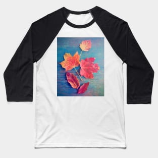 Autumn Leaves on Blue Vintage Table 2 Baseball T-Shirt